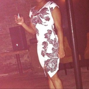 Sexy White dress with black print